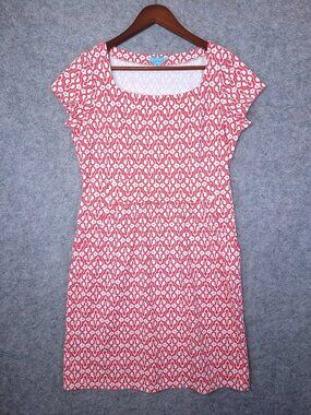 J McLaughlin Catalina Cloth Shift Dress Womens Large Pink Geometric Square Neck